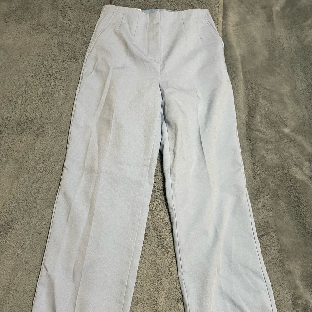 Light blue dress pants high waisted trousers
